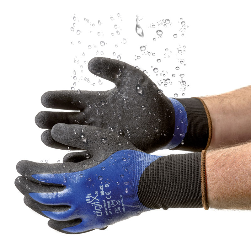 DRYLUX, Blue Granulated Double Layer Nitrile Glove Waterproof - Image 2