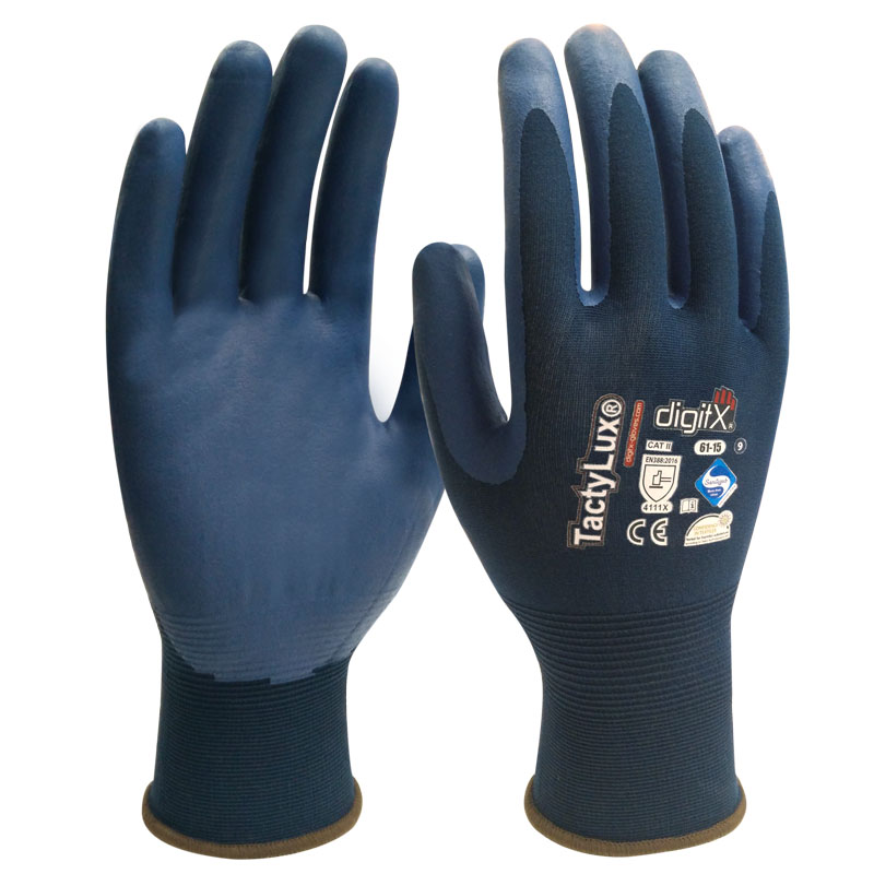 TACTYLUX, ultra-thin glove with micro-porous nitrile palm 18G