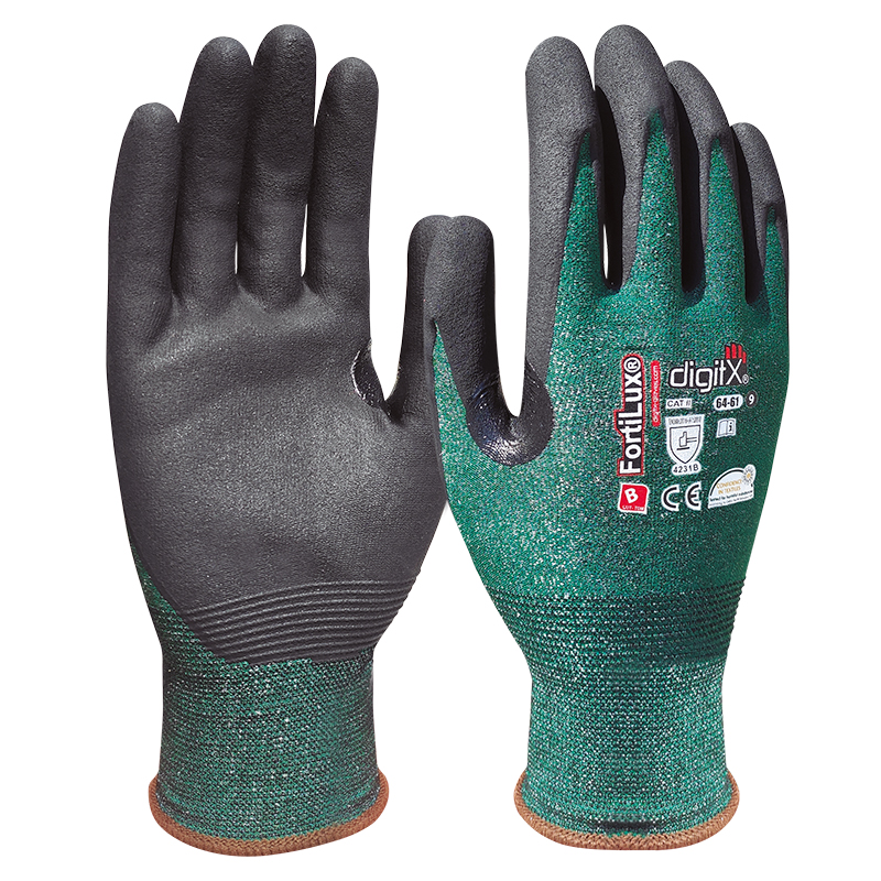 FORTILUX, Cut-resistant glove B nitrile foam, 18g, reinforcement, OEKO-Tex