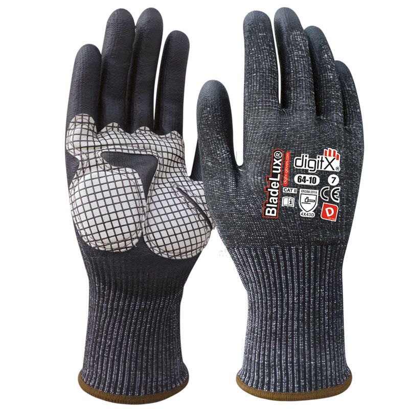 industrial touchscreen gloves with leather palm reinforcement